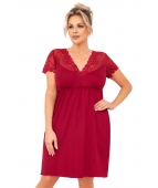 Koszula nocna damska z koronką - Livia plus size bordowa