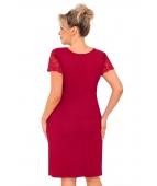 Koszula nocna damska z koronką - Livia plus size bordowa