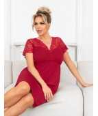 Koszula nocna damska z koronką - Livia plus size bordowa