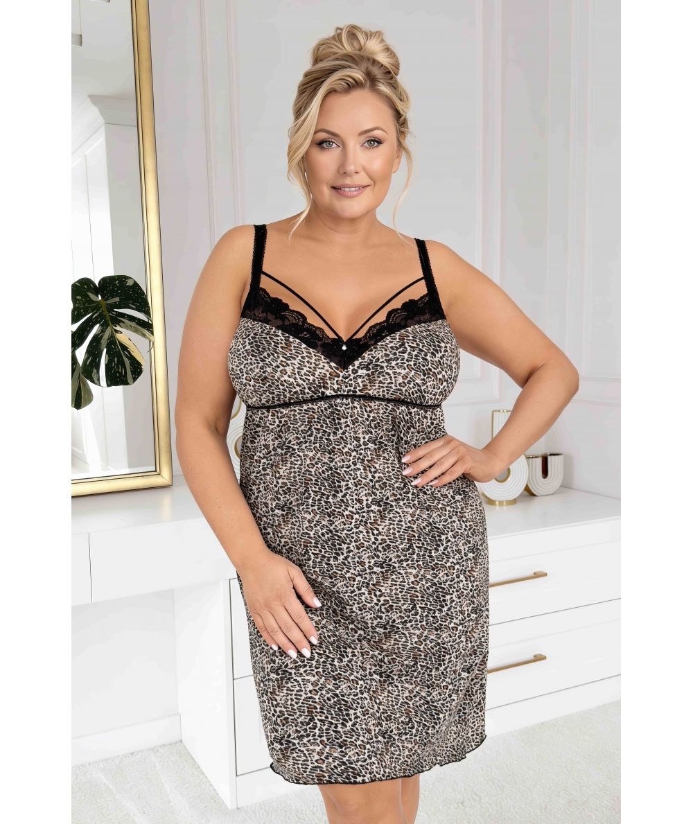 Seksowna koszula nocna w panterkę - Omari II plus size