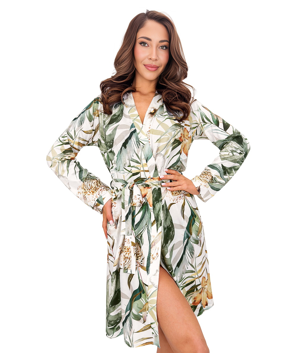 Elegancki szlafrok w kwiaty - Olivia