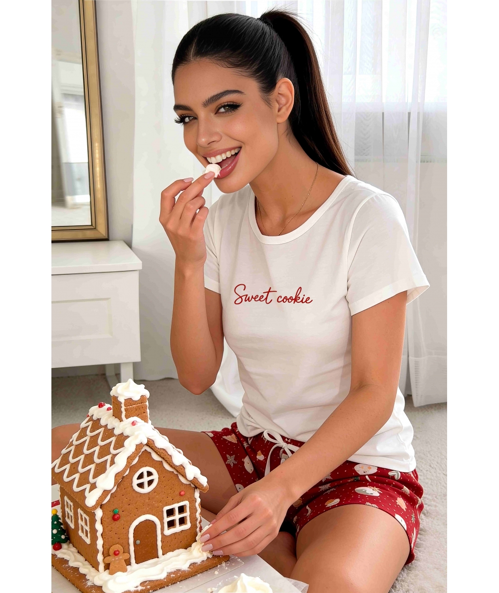 Piżama bawełniana świąteczna z krótkim rękawem - Cookie short