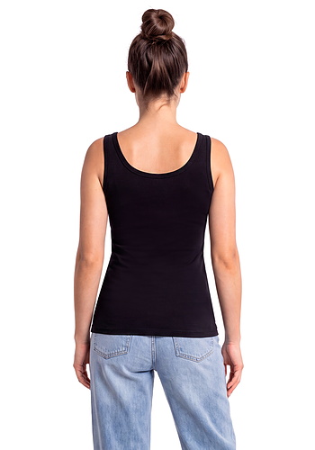 Top bawełniany na szerokich ramiączkach - 102 czarny Donna
