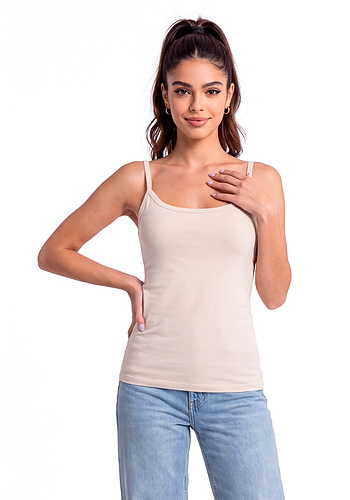 Beżowy top na ramiączkach - 105 beżowy Donna
