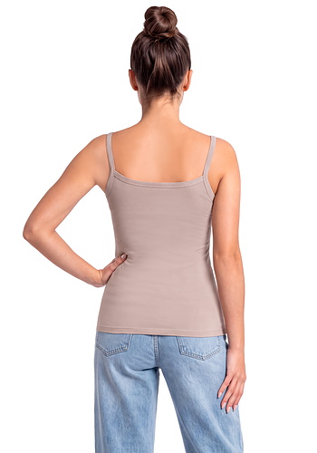 Bawełniany top na ramiączkach - 105 cappucino Donna