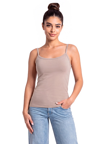 Bawełniany top na ramiączkach - 105 cappucino Donna