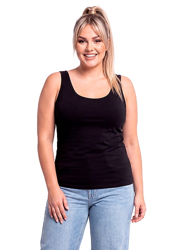 Podkoszulek na szerokich ramiączkach - 102 czarny plus size Donna