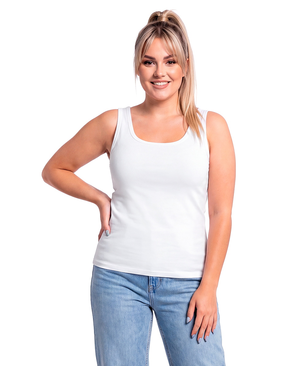 Podkoszulek na szerokich ramiączkach - 102 biały plus size
