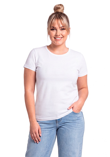 Biały podkoszulek z krótkim rękawem - 107 biały plus size Donna