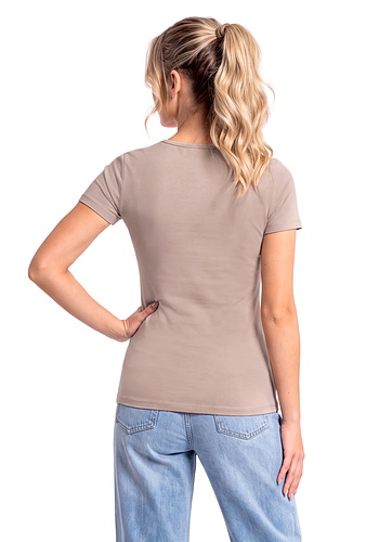 Podkoszulek bawełniany damski z krótkim rękawem - 107 cappucino Donna