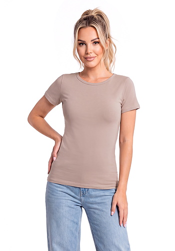 Podkoszulek bawełniany damski z krótkim rękawem - 107 cappucino Donna