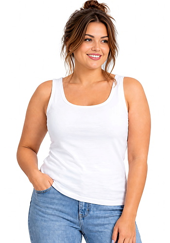Podkoszulek na szerokich ramiączkach - 102 biały plus size Donna