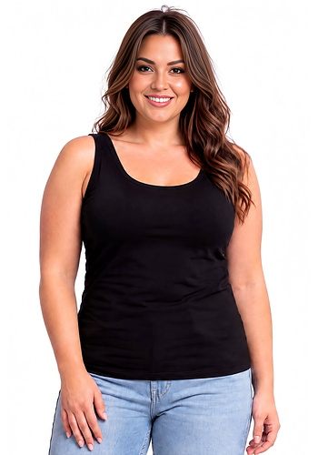 Podkoszulek na szerokich ramiączkach - 102 czarny plus size Donna