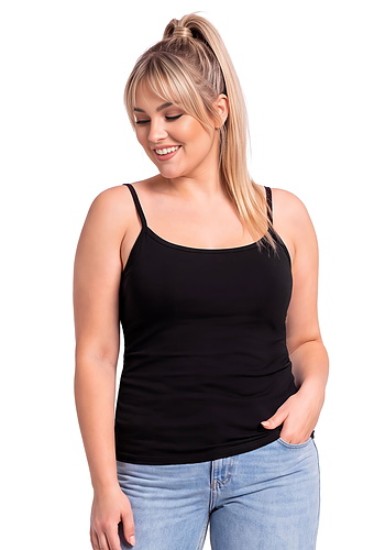 Czarny top plus size na cienkich ramiączkach - 105 czarny plus size Donna