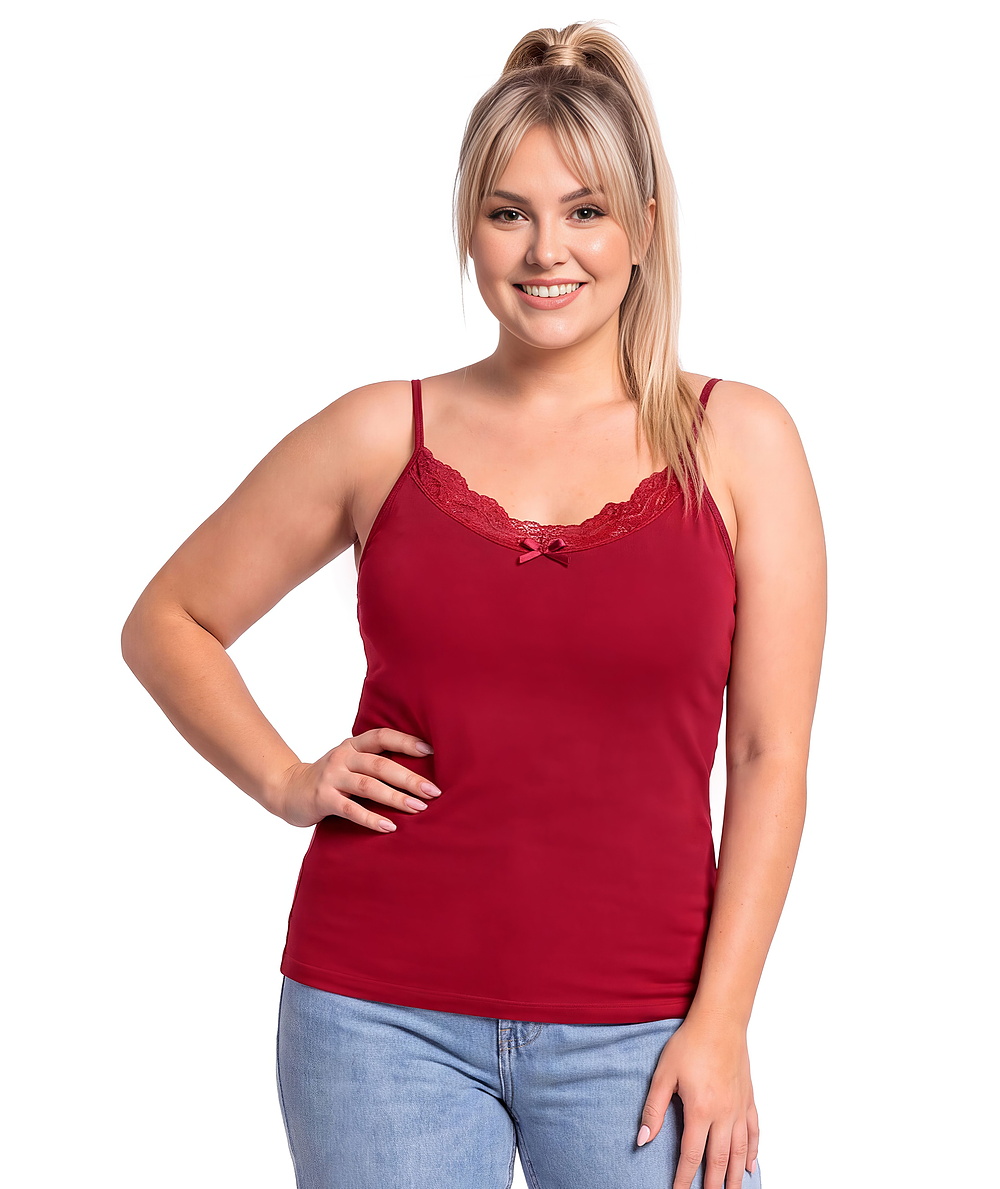 Podkoszulek plus size bawełniany z koronką - 106 melanżowy plus size