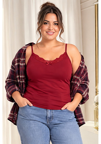 Podkoszulek plus size bawełniany z koronką - 106 melanżowy plus size Donna