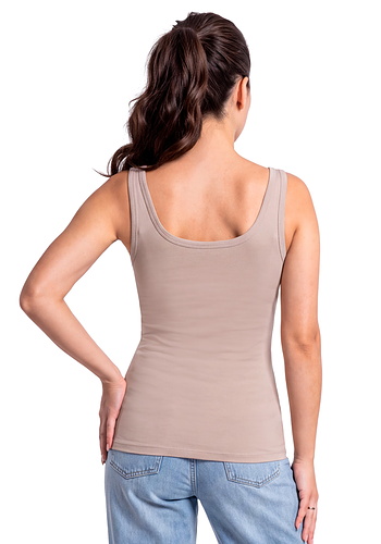 Podkoszulek bawełniany na szerokich ramiączkach - 102 cappucino Donna