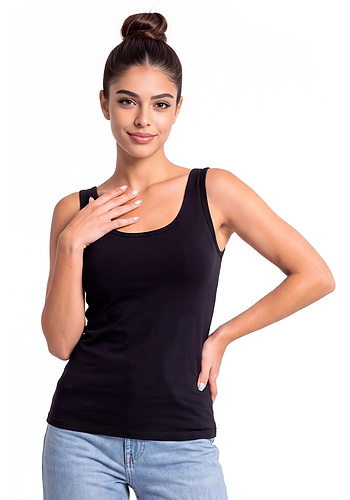 Top bawełniany na szerokich ramiączkach - 102 czarny Donna