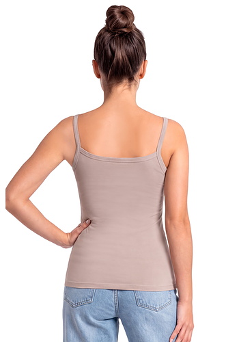 Bawełniany top na ramiączkach - 105 cappucino Donna
