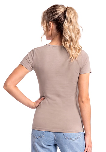 Podkoszulek bawełniany damski z krótkim rękawem - 107 cappucino Donna