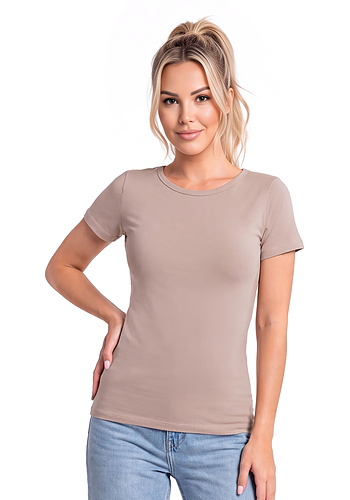 Podkoszulek bawełniany damski z krótkim rękawem - 107 cappucino Donna