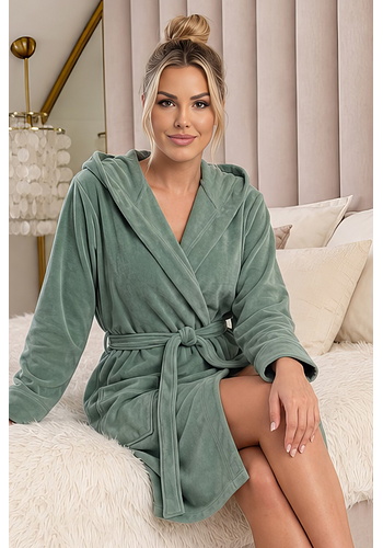 Szlafrok bawełniany damski - Velvet zielony Donna